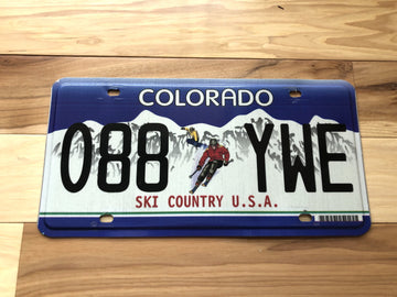 Colorado Ski Country License Plate with Skier and Snowboarder Graphic
