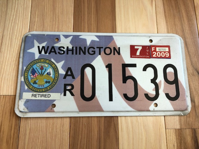 2009 Washington State Army Veteran License Plate