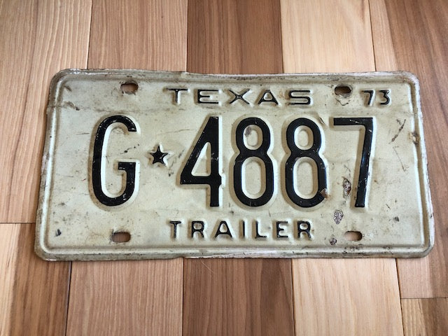 1973 Texas Trailer License Plate