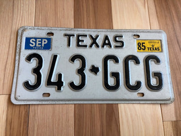 1985 Texas License Plate