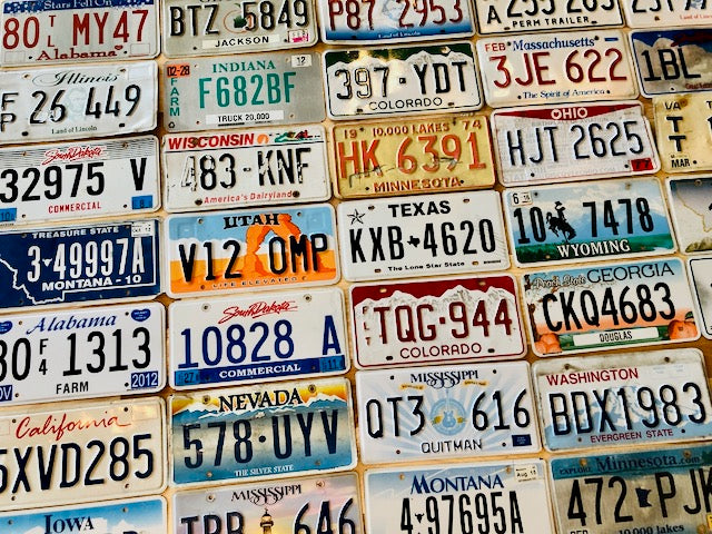 Starter Pack of 10 License Plates from 10 Different States in Craft Condition. 