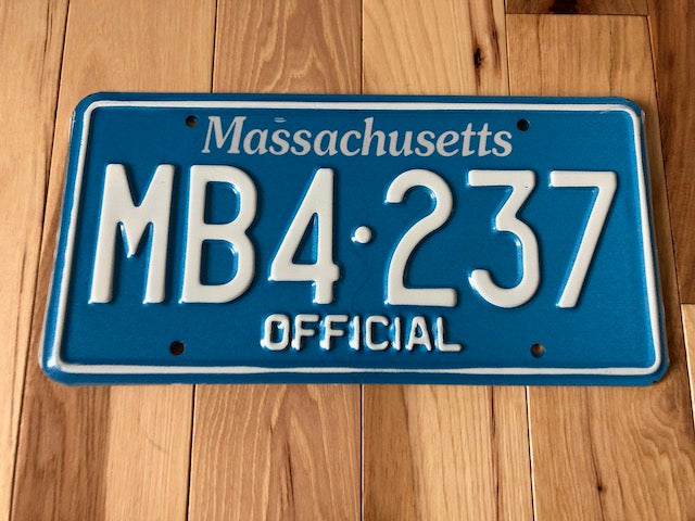 Massachusetts State Official License Plate