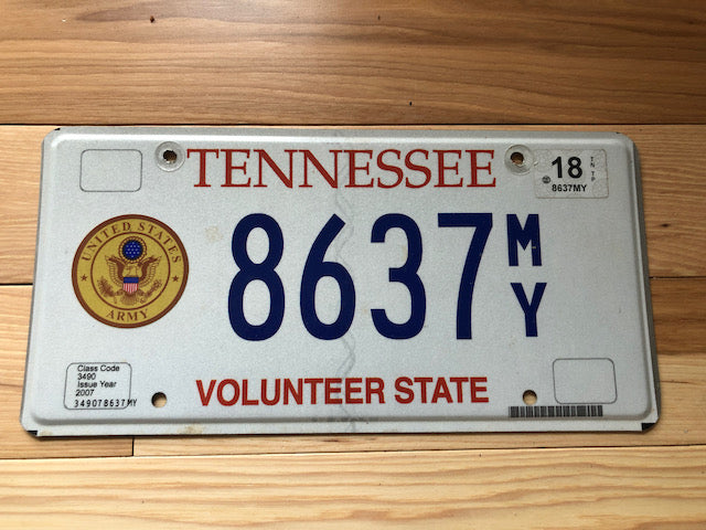 Tennessee Army License Plate
