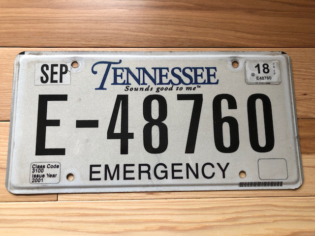 Tennessee Emergency License Plate