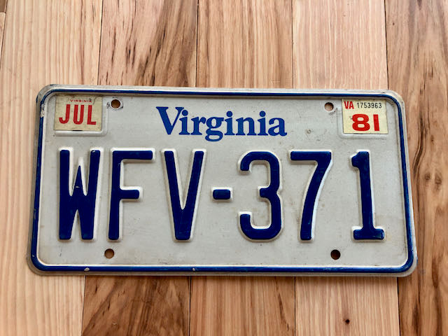 Virginia License Plate
