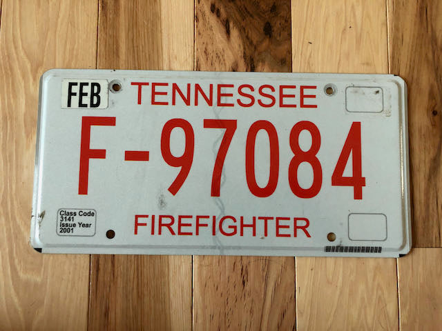 Tennessee Firefighter License Plate