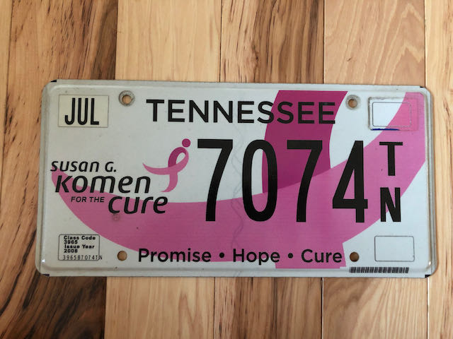 Tennessee Susan G Komen for the Cure License Plate