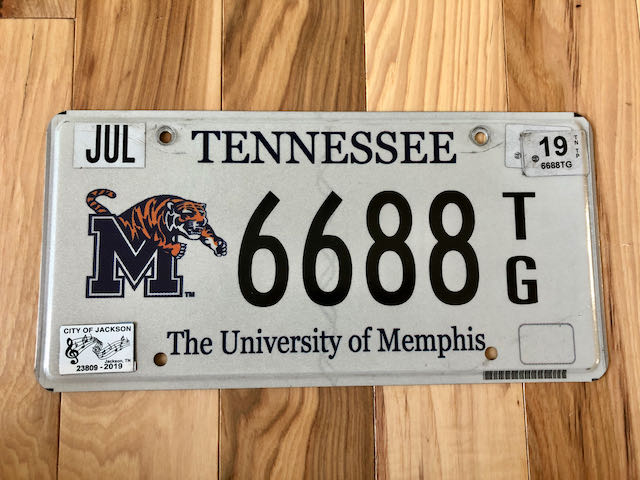 Tennessee University of Memphis License Plate