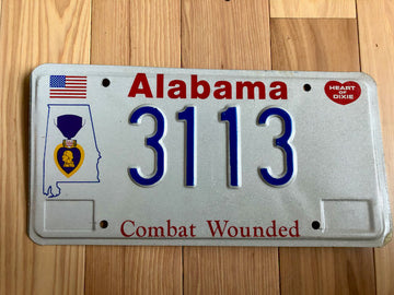 Alabama Purple Heart/ Combat Wounded License Plate
