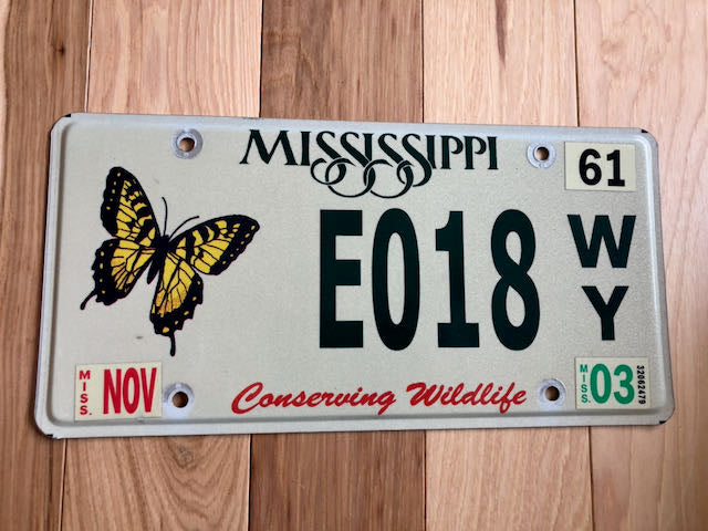 Mississippi Conserving Wildlife - Tiger Swallowtail Butterfly License Plate