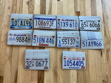 100 Alabama License Plates- 10 of Each Version in Good Condition