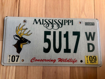 Mississippi Conserving Wildlife Whitetail Buck License Plate