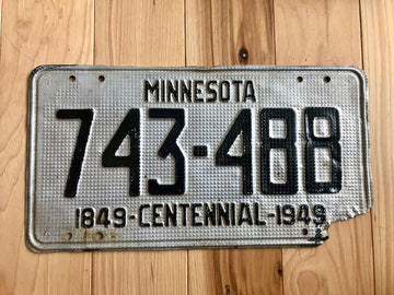 1949 Minnesota Centennial License Plate