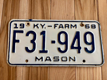1968 Mason County Kentucky Farm License Plate