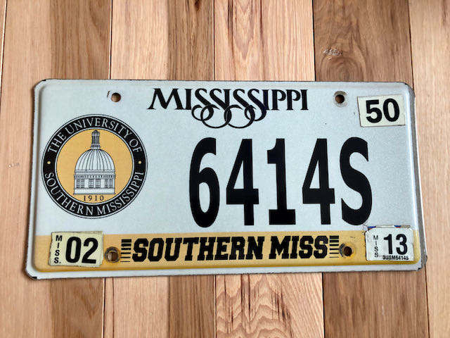 Southern Mississippi License Plate