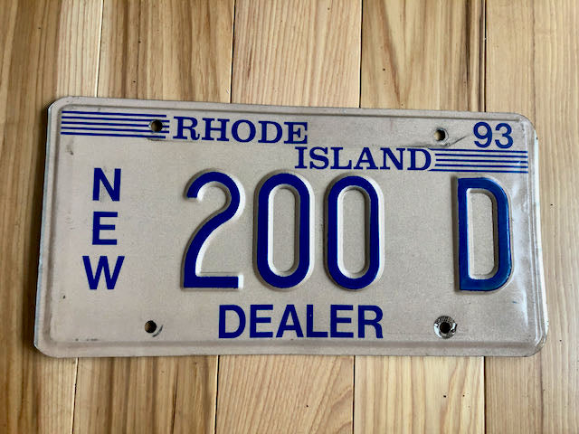 1993 Rhode Island Dealer License Plate