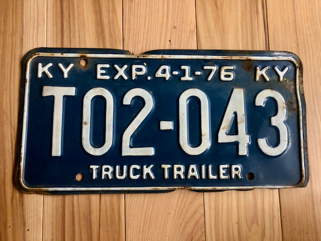 1976 Kentucky Truck Trailer License Plate