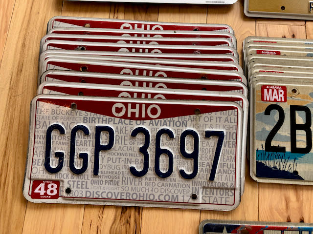 100 License Plates - 10 of Each Location Including American Samoa & Hawaii
