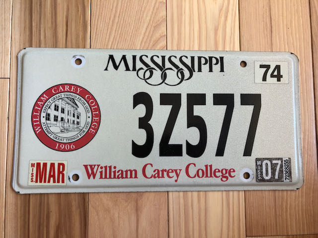 Mississippi William Carey College License Plate