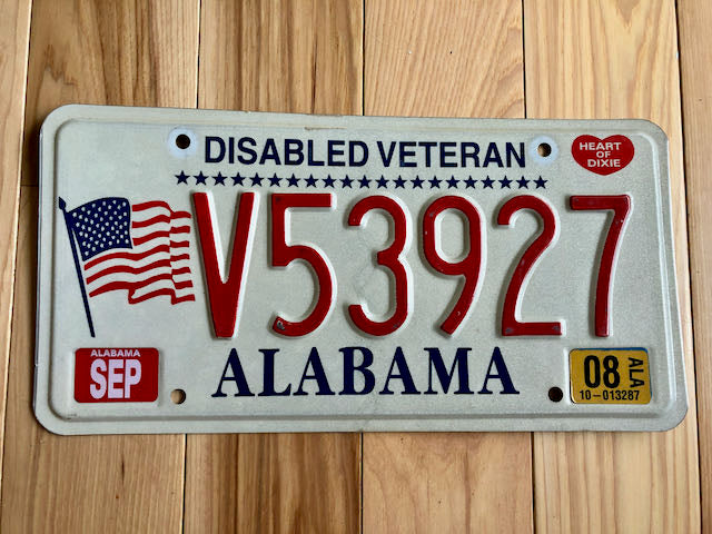 Alabama Disabled Veteran License Plate