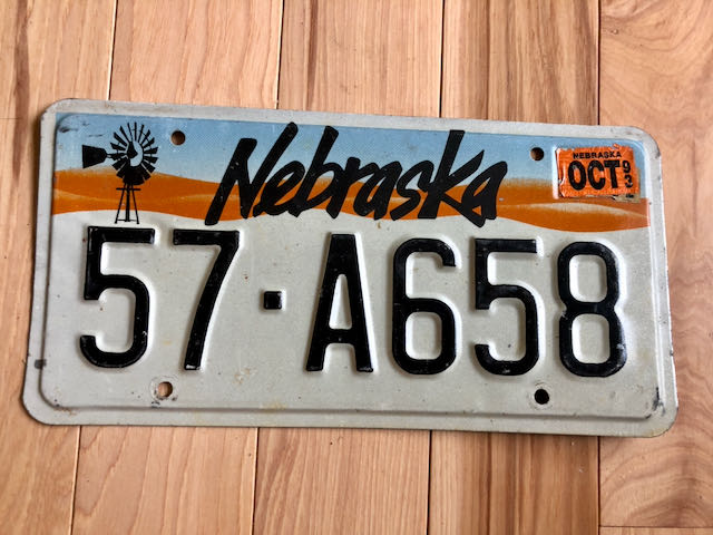 1993 Nebraska License Plate