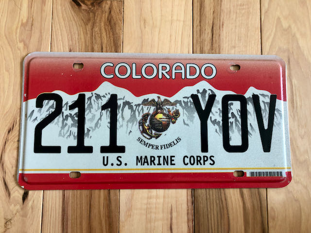 Colorado Marine Corp License Plate