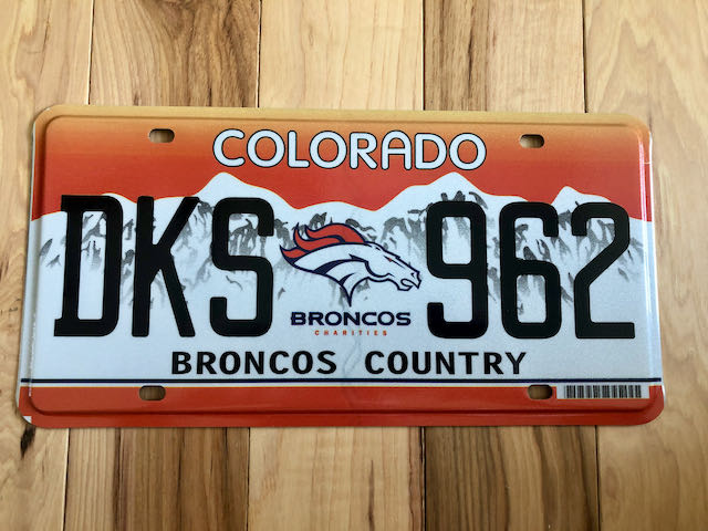 Colorado Broncos License Plate