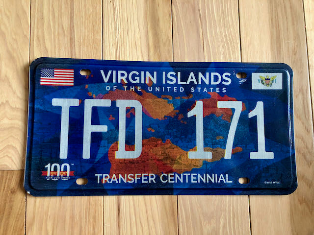 U.S. Virgin Islands Transfer Centennial License Plate 
