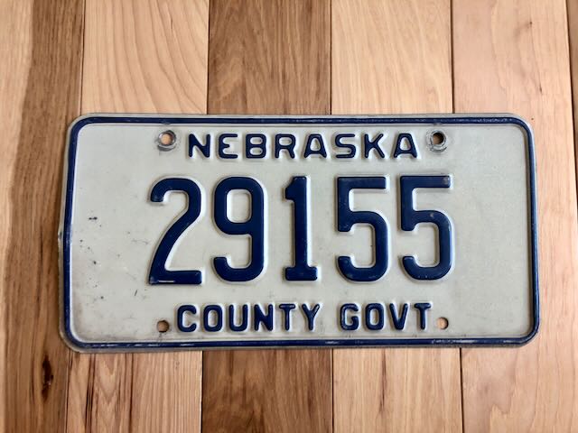 Nebraska County Government License Plate