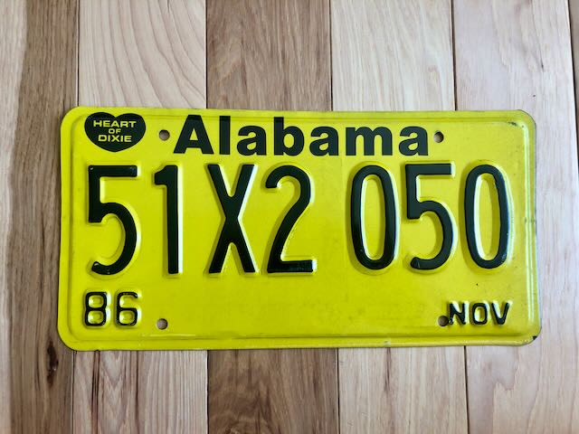 1986 Alabama License Plate