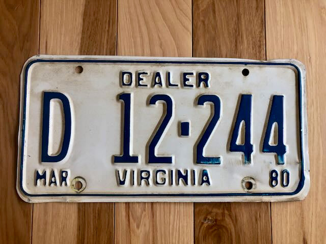 1980 Virginia Dealer License Plate