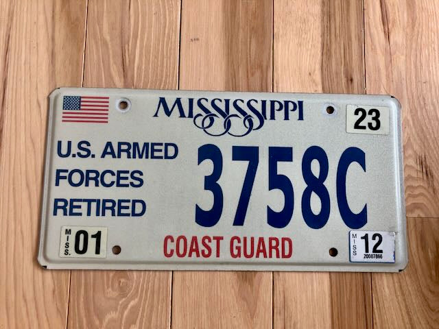 Mississippi Coast Guard License Plate
