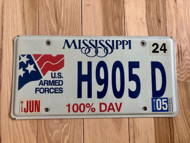 Mississippi 100% DAV License Plate