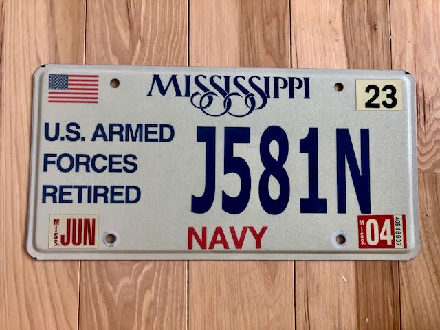 Mississippi Navy License Plate