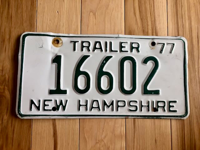 1977 New Hampshire Trailer License Plate