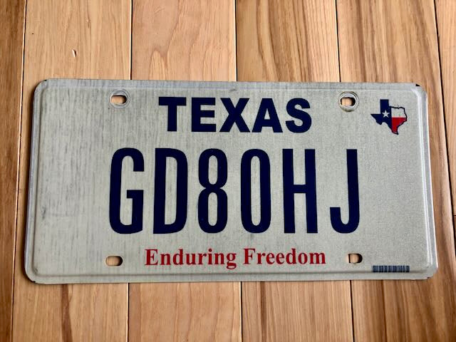 Texas Enduring Freedom License Plate