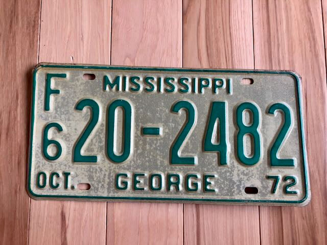 1972 Mississippi George County License Plate