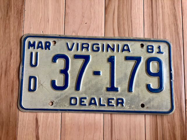 1981 Virginia Dealer License Plate