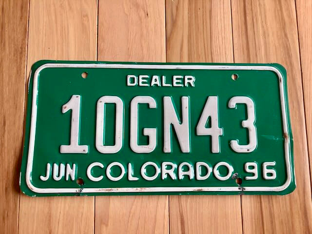 1996 Colorado Dealer License Plate
