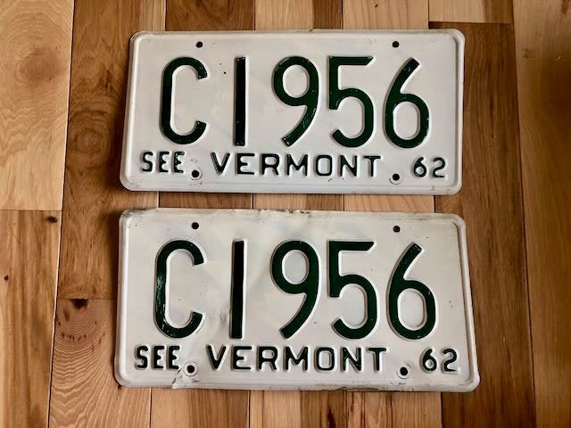 Pair of 1962 Vermont License Plates