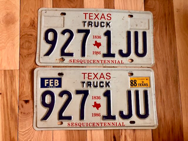 Pair of 1988 Texas Truck License Plates