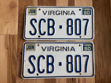 Pair of 1980 Virginia License Plates