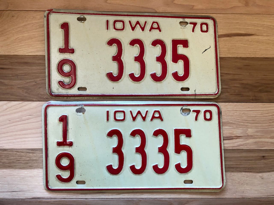 Pair of 1970 Iowa License Plates