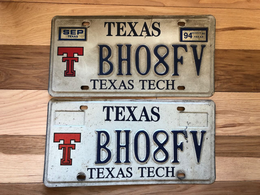 Pair of Texas Tech License Plates
