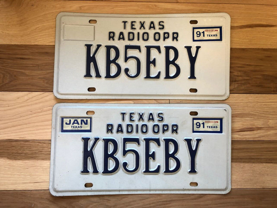 Pair of 1991 Texas Radio Operator License Plates