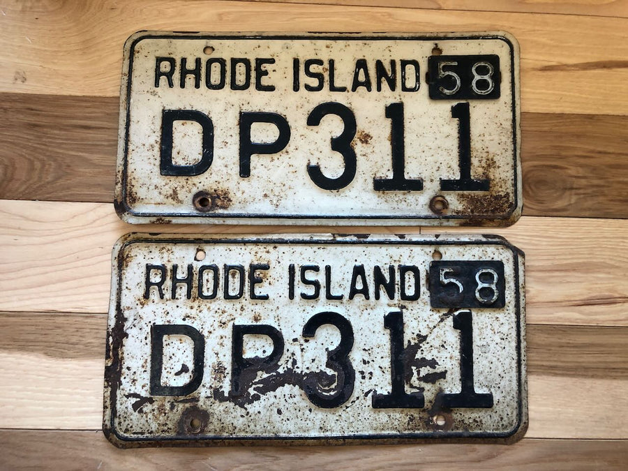 Pair of 1958 Rhode Island License Plates