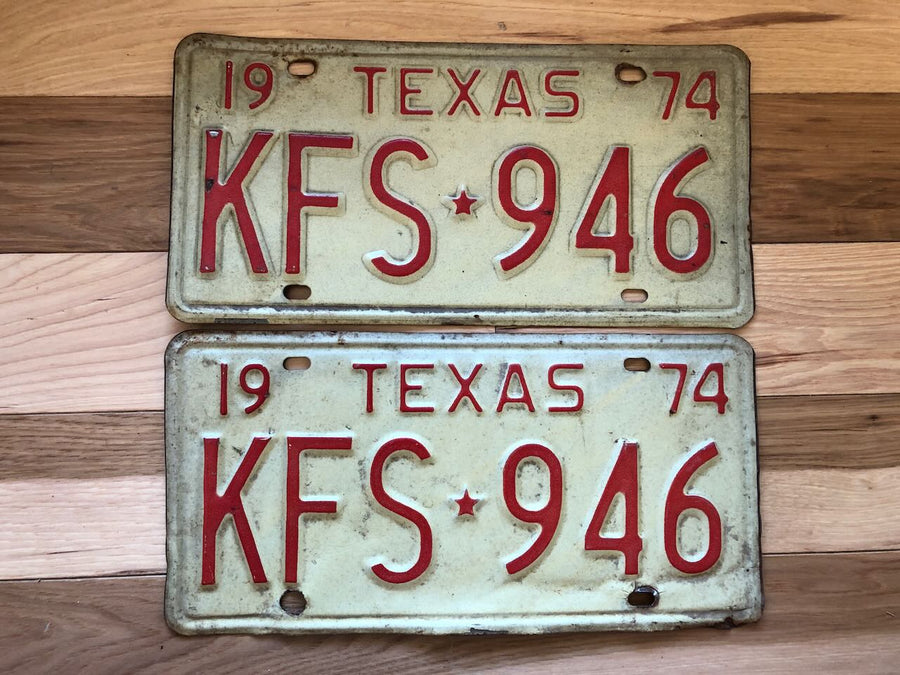 Pair of 1974 Texas License Plates