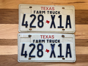 Pair of Texas Farm Truck License Plates