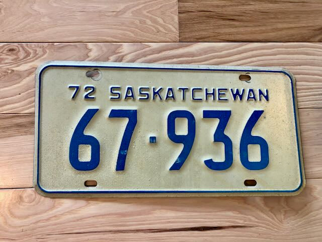 1972 Saskatchewan License Plate