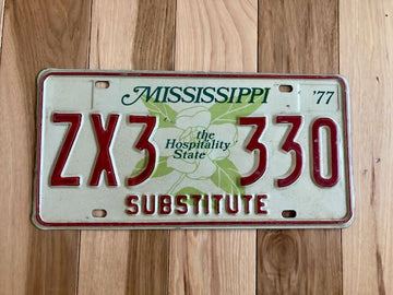 1977 Mississippi Substitute License Plate